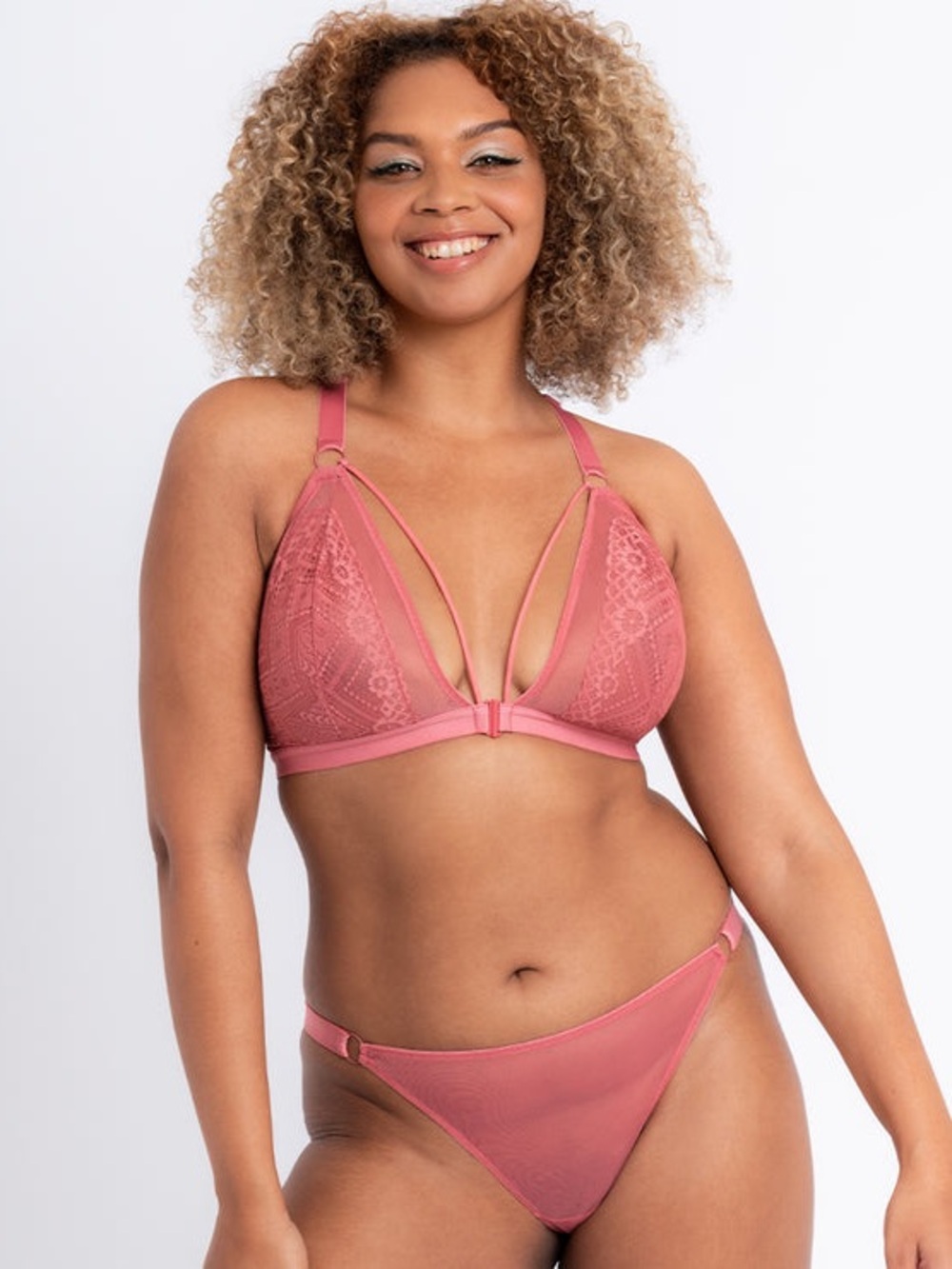 Curvy Kate Front and Centre Pink Wireless Bra Bralette Front Closure 38G 38H
